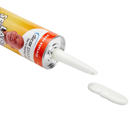 Dicor 501LSW-1 HAPS-Free Self-Leveling Lap Sealant for horizontal surfaces - 10.3 Oz, White, Secure, Ideal for RV Roofing, Maintenance, Repair, Appliance Application